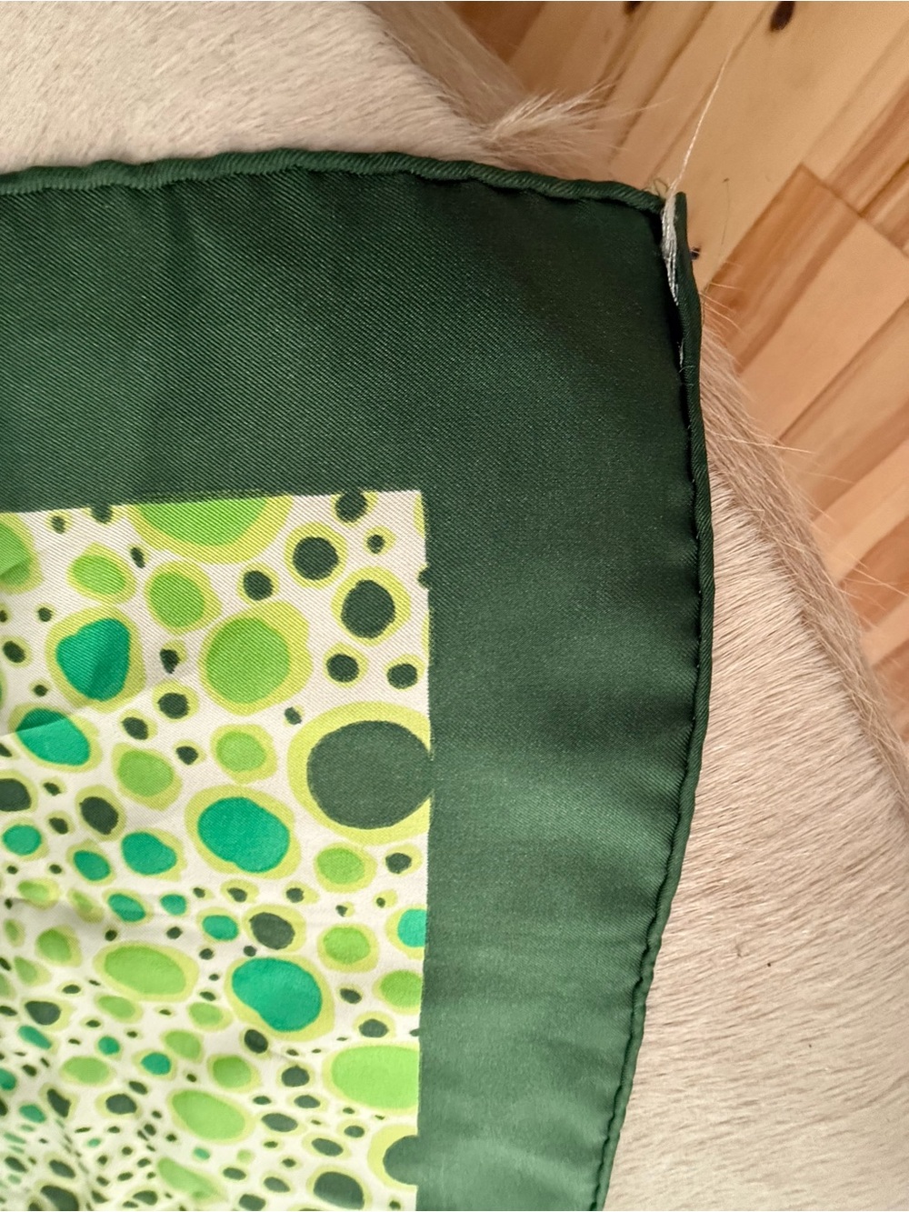 Givenchy Green and Ivory Dot Mosaic Silk Scarf - Picture 9 of 11